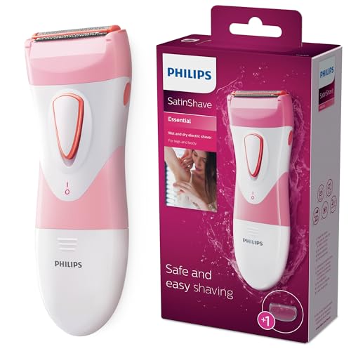 Philips Beauty SatinShave Essential Women's Wet & Dry Electric Shaver for Legs, Cordless, Pink and White, HP6306/50  Beauty & Personal Care